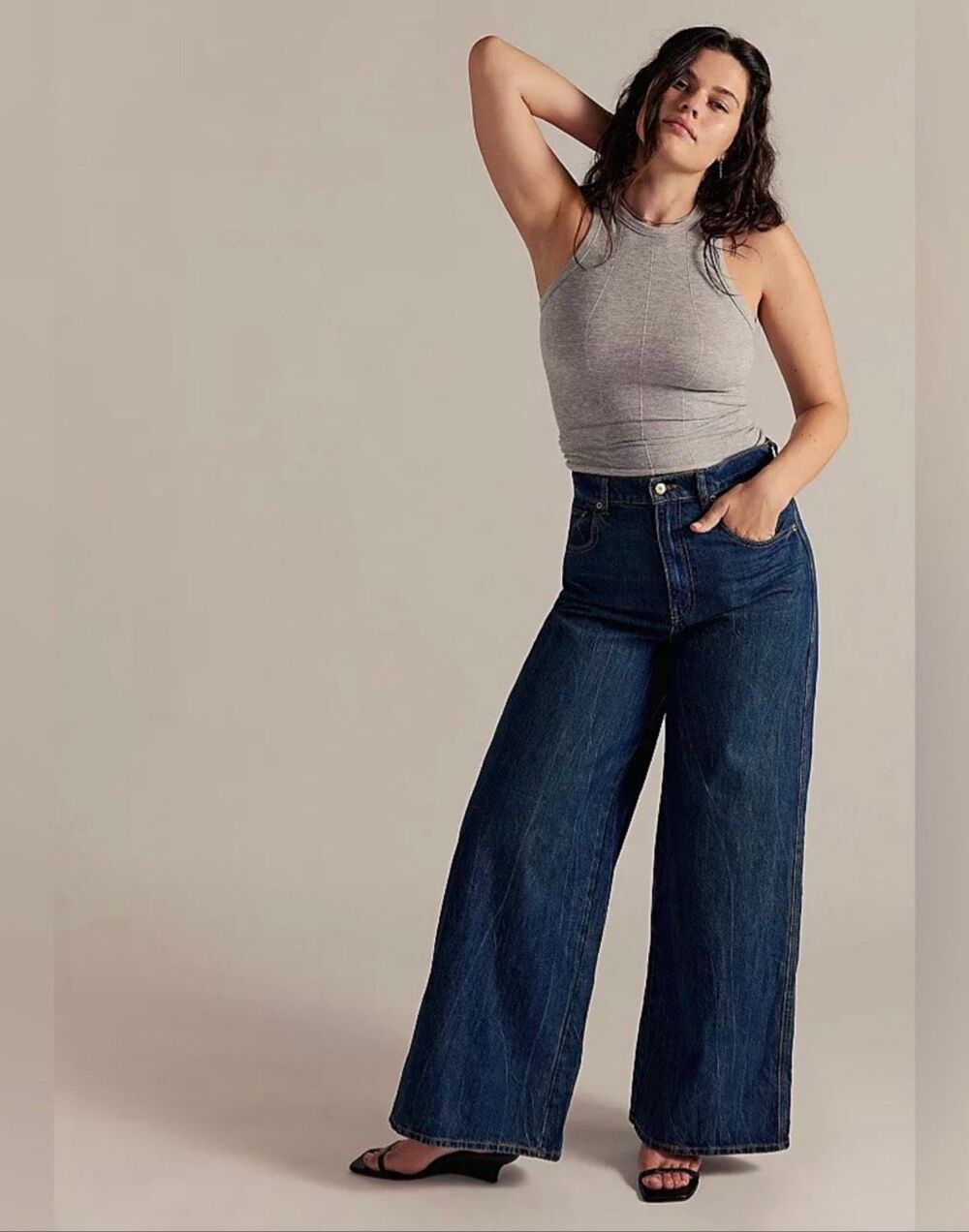 Free People We the Free CRVY Gia High Rise Wide Leg Jeans 32